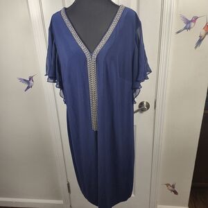 JBS Women Plus 2X Royal Blue Embellished Kaftan Dress – Resort & Wedding Guest